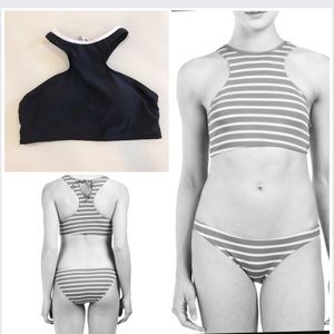 PIHA Swimwear New Zealand Black Bathing swimsuit Top size 10 Small Built-in-Bra